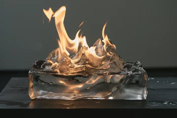  photo of a fire and ice sculpture melting and burning © Formoney