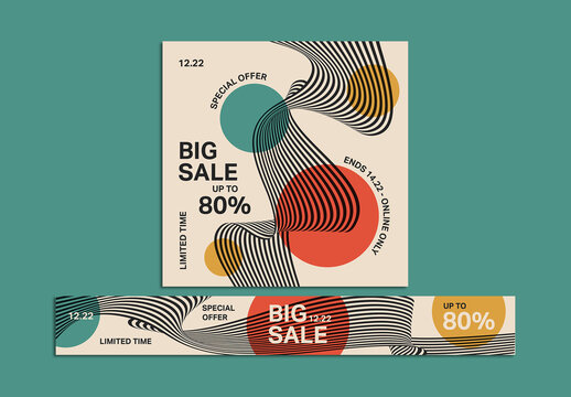 Swiss Design Style Web Banners Layout Set