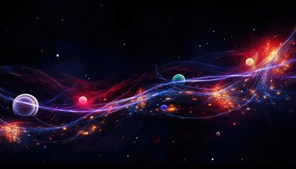 Fototapeta premium Abstract model of outer space with galaxies wallpaper