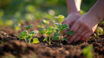 Embrace the beauty of sustainable living. hands delicately planting organic vegetable seeds in nutrient-rich soil