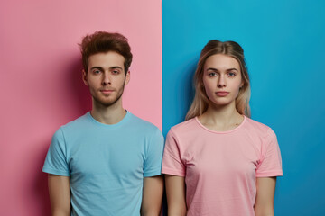 Fototapeta premium photo of a male and female gender with a blue and a pink