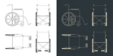 Wheelchair blueprints - obrazy, fototapety, plakaty