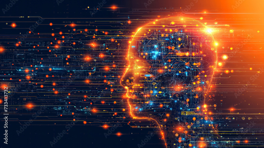 Wall mural abstract technology background: innovative concepts in modern ai communication and digital network t