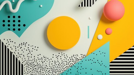 A Memphis design-inspired background with minimalist aesthetics, infused with colorful and retro elements.