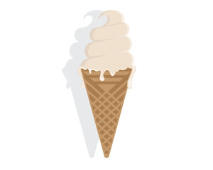 vector design of a white ice cream cone with a light brown triangular handle