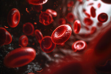 microscopic view of red blood cells flowing through a capillary