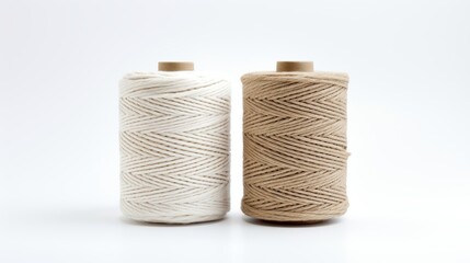 Fototapeta na wymiar Textured Rope Yarn Roll on White Background: Isolated Image generative ai