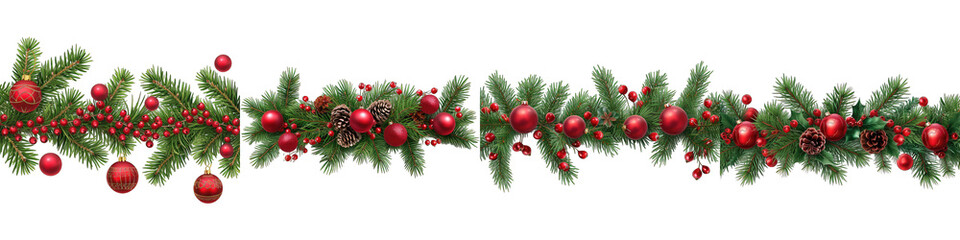 Obraz na płótnie Canvas garland of tree branches berries Hyperrealistic Highly Detailed Isolated On Transparent Background Png File
