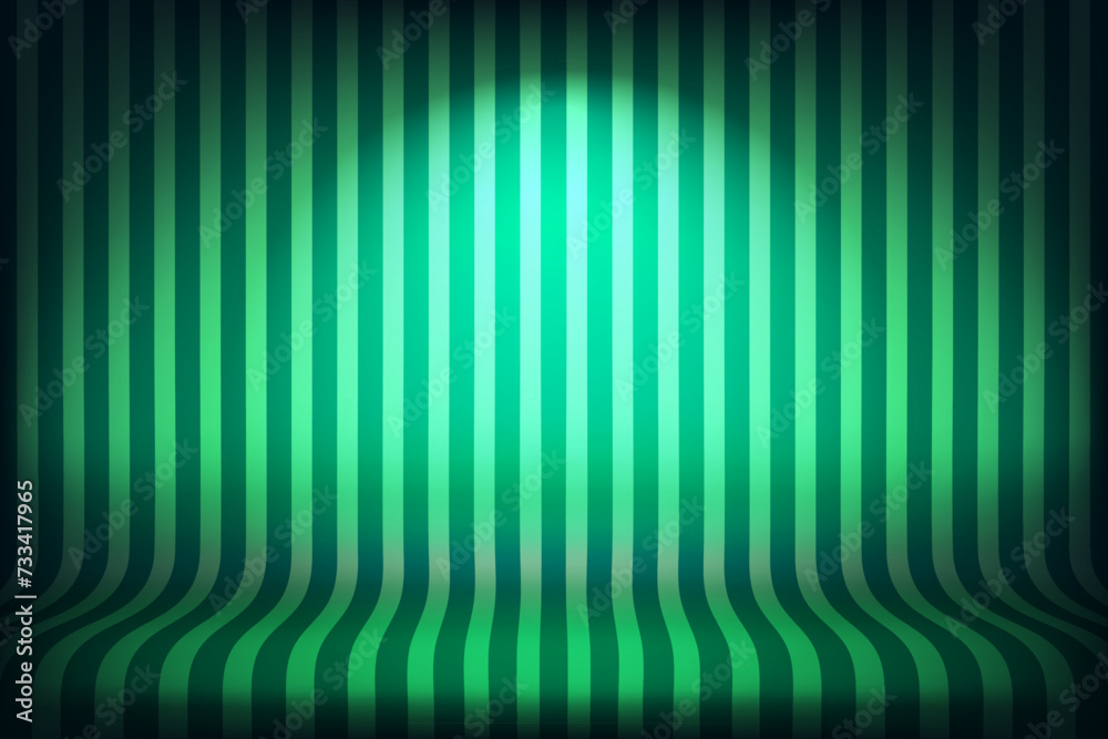 Poster abstract green studio with stripes on the wall. design product template. 3d vector mockup