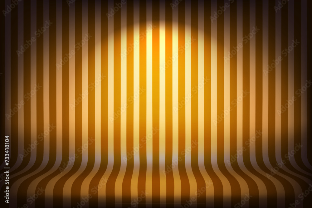 Aufkleber abstract golden studio with stripes on the wall. design product template. 3d vector mockup