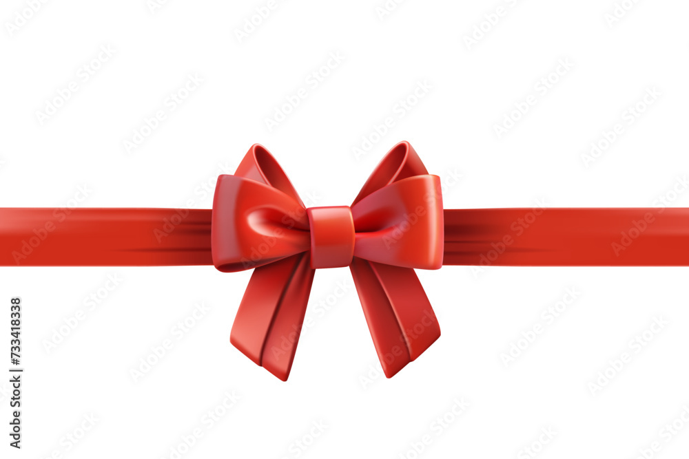 Poster red ribbon with bow isolated on white background. design trmplate. 3d vector illustration