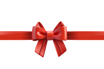 Red ribbon with bow isolated on white background. Design trmplate. 3d vector illustration