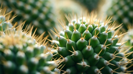 Naklejka na ściany i meble A closeup of textured cactus spikes