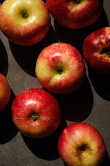Fresh red apples. Delicious and juicy apples from the garden. Vegan vitamin nutrition concept.
