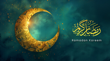 Ramadan kareem big moon beautiful glowing 3d looks