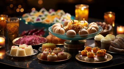 Diwali sweets and desserts in elegant platters