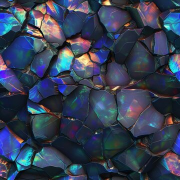 Beautiful iridescent black opal texture, seamless pattern