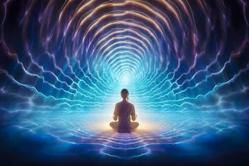 Poster photo of a woman meditating, psychic waves © Juan Manuel Pichardo