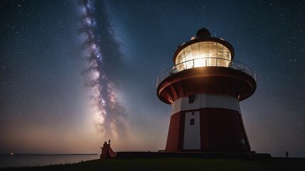 lighthouse at night lighthouse is actually a giant telescope that is used to observe the stars and planets at night  