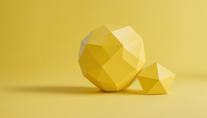 Abstract 3d render, yellow geometric composition design