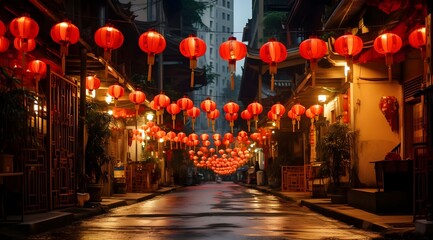 Red paper lanterns decorate the streets.