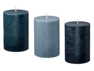 Set of candles for home dark gray light gray color decor interior element object romance atmosphere isolated png