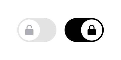 On Off toggle switch buttons. lock icon security symbol - locked, unlock icon button © icons gate