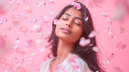 Floral Euphoria: Radiant Trust and Peace in a Captivating Portrait generative ai