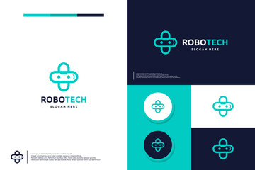 robot head logo , line art style, logo design inspiration