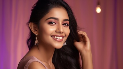 Youthful Elegance: Dewy Smiles in Lavender Light generative ai