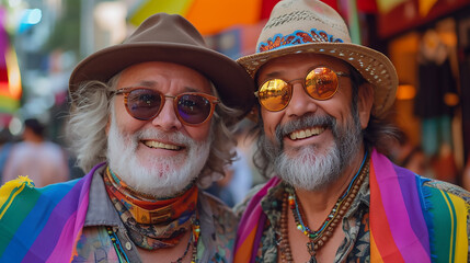 Group of friends celebrating pride month. LGBTQ community, support, gay pride month, Equality symbols 