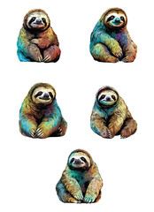 sloth vector illustration isolated on white background. 
