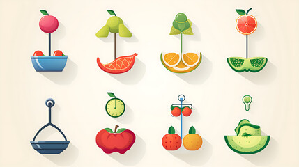 set of icons of flowers