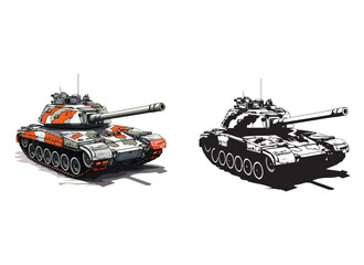 tank vector illustration isolated on white background. 
