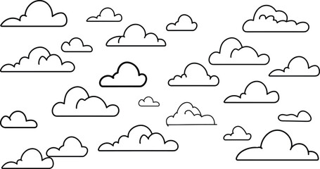One Line Cloud Drawing Vector set, Minimalist Sky Line Art, Continuous Cloud Illustration, Simple Line Cloud Design, Vector Art Cloud Sketch