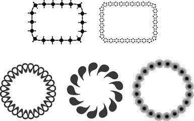 Set of Ethnic Decorative Round and Rectangular Frames