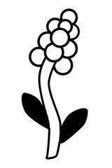 Grape hyacinth flower on a white background. Spring flower. Stylised floral illustration. Nature and springtime design for print, greeting cards, and decoration