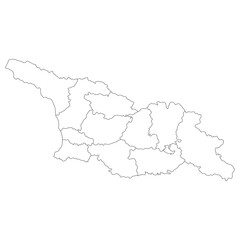 Georgia map. Map of Georgia in administrative provinces in white color
