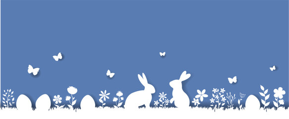 Easter Border Isolated Blue Background