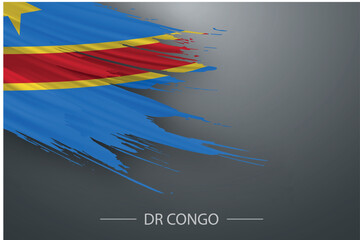 3d grunge brush stroke flag of DR Congo