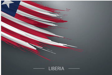 3d grunge brush stroke flag of Liberia