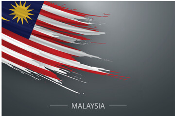 3d grunge brush stroke flag of Malaysia