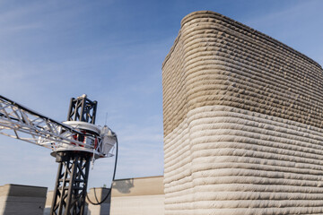 modern construction of 3D houses. printed house using a 3D printer