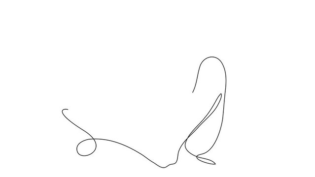 Portrait of young beautiful sexy woman, continuous line drawing animation