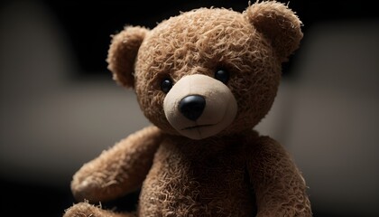 Ddisillusioned Teddy bear isolated on dark background