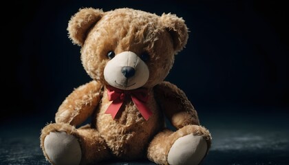 Fain Teddy bear isolated on dark background