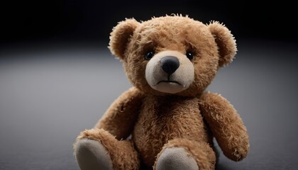 Sad Teddy bear isolated on dark background