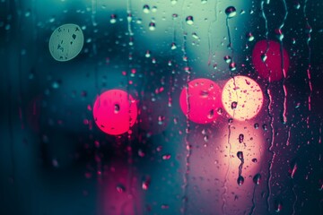raindrops on glass soft focus bokeh background