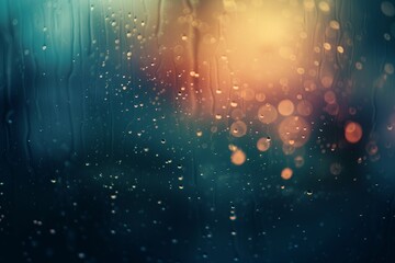raindrops on glass soft focus bokeh background - obrazy, fototapety, plakaty