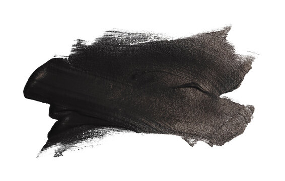 PNG Grunge black brown ink smear brush stroke stain blot on transparent background.